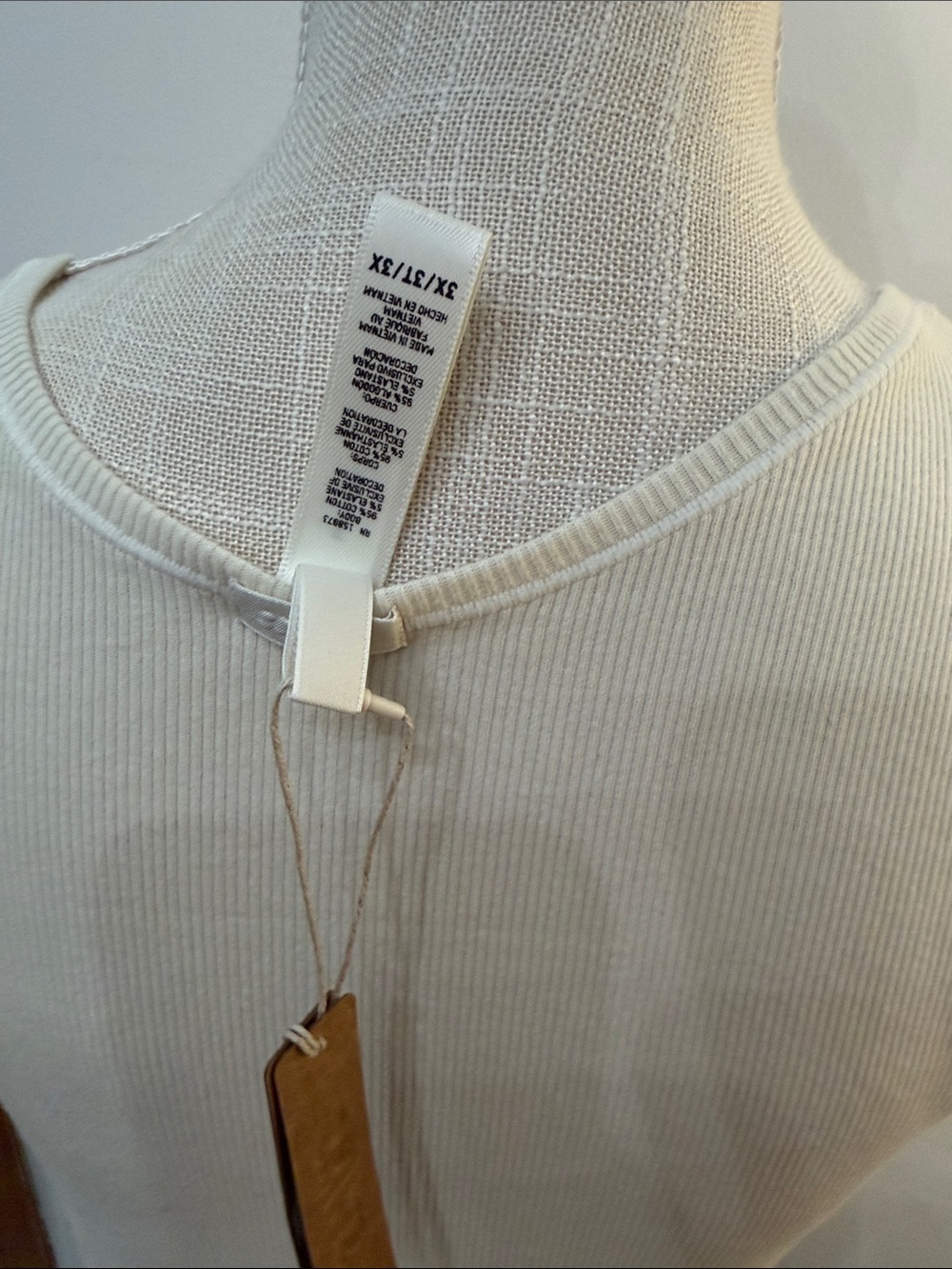 SKIMS Square Scoop Ribbed Tank Top - 3x Cream - Picture 2 of 5